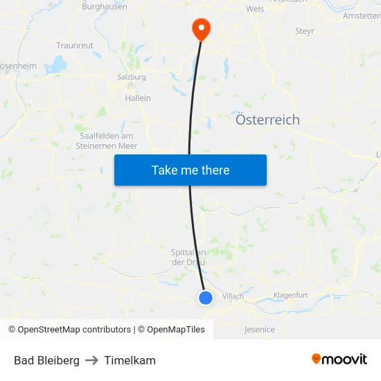 Bad Bleiberg to Timelkam map