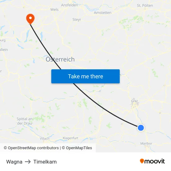 Wagna to Timelkam map