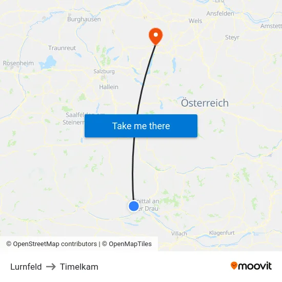 Lurnfeld to Timelkam map