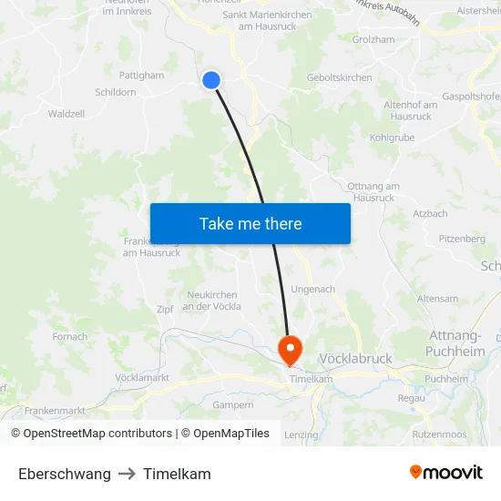 Eberschwang to Timelkam map