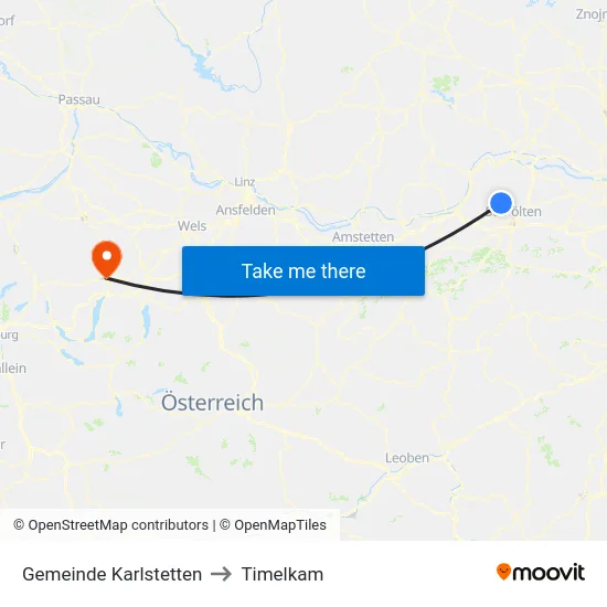 Gemeinde Karlstetten to Timelkam map