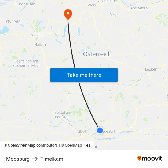 Moosburg to Timelkam map