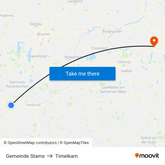 Gemeinde Stams to Timelkam map