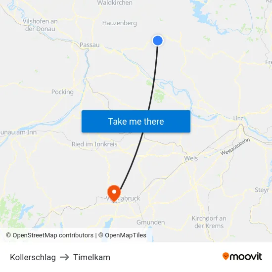 Kollerschlag to Timelkam map