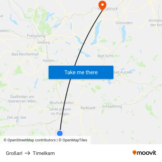 Großarl to Timelkam map