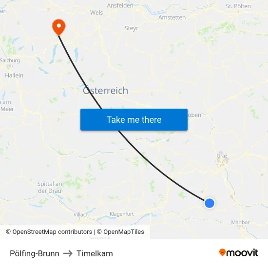 Pölfing-Brunn to Timelkam map