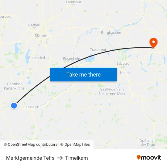 Marktgemeinde Telfs to Timelkam map