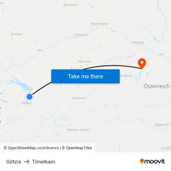 Götzis to Timelkam map