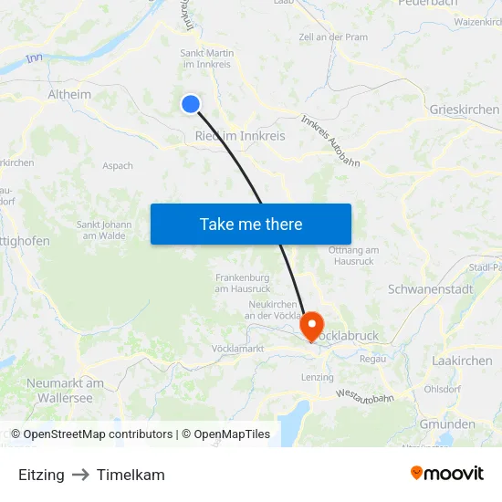 Eitzing to Timelkam map