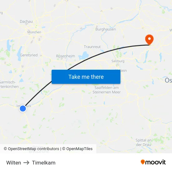 Wilten to Timelkam map