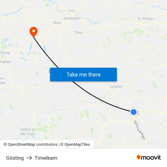 Gösting to Timelkam map