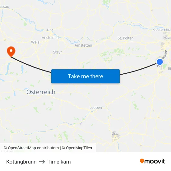 Kottingbrunn to Timelkam map