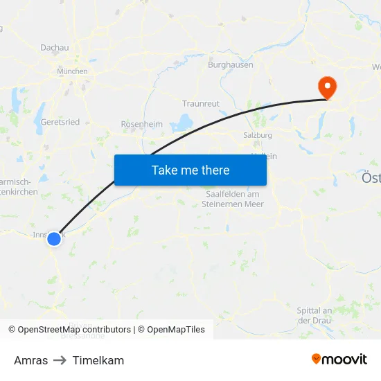 Amras to Timelkam map