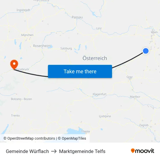 Gemeinde Würflach to Marktgemeinde Telfs map