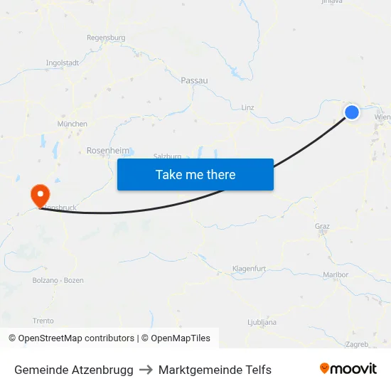 Gemeinde Atzenbrugg to Marktgemeinde Telfs map