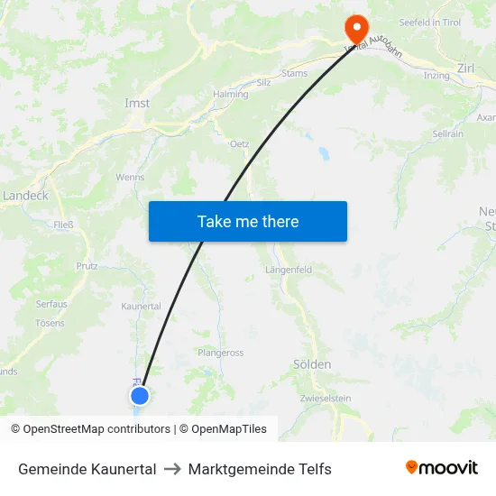 Gemeinde Kaunertal to Marktgemeinde Telfs map