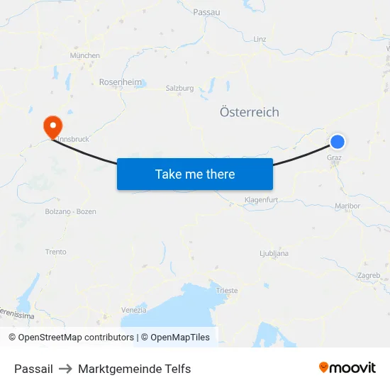 Passail to Marktgemeinde Telfs map
