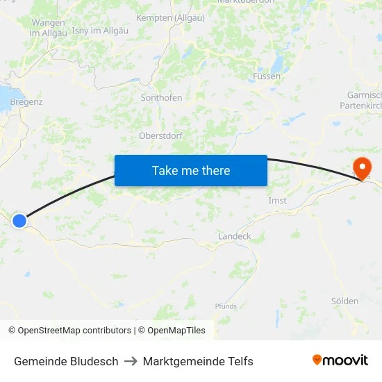 Gemeinde Bludesch to Marktgemeinde Telfs map
