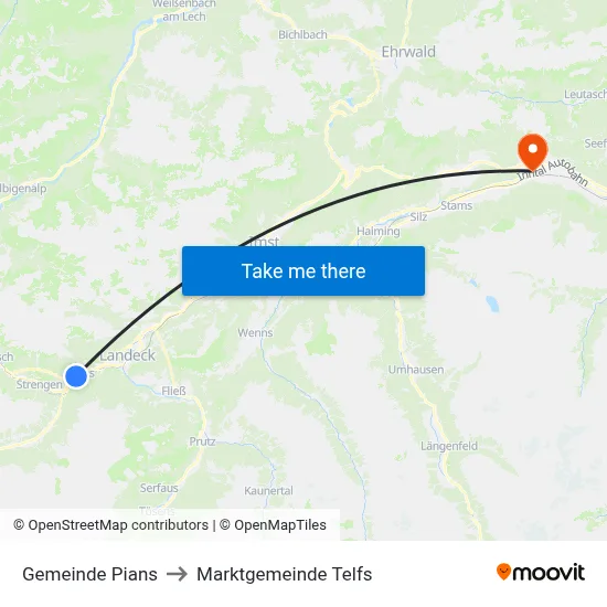 Gemeinde Pians to Marktgemeinde Telfs map