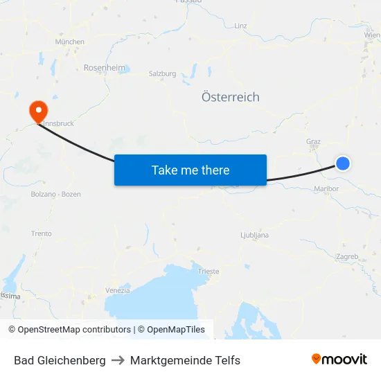 Bad Gleichenberg to Marktgemeinde Telfs map