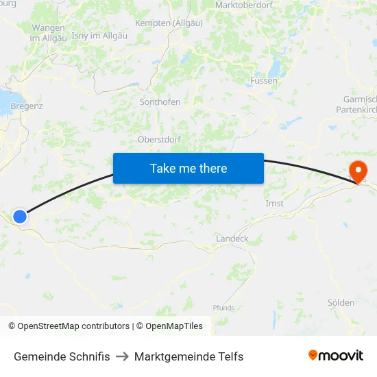 Gemeinde Schnifis to Marktgemeinde Telfs map