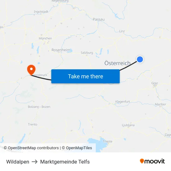 Wildalpen to Marktgemeinde Telfs map