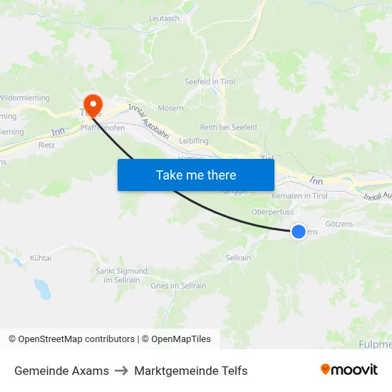 Gemeinde Axams to Marktgemeinde Telfs map
