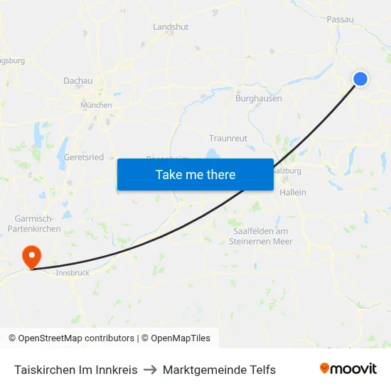 Taiskirchen Im Innkreis to Marktgemeinde Telfs map