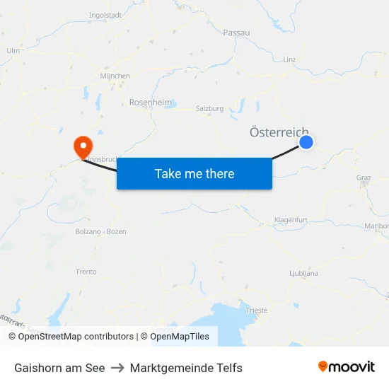 Gaishorn am See to Marktgemeinde Telfs map