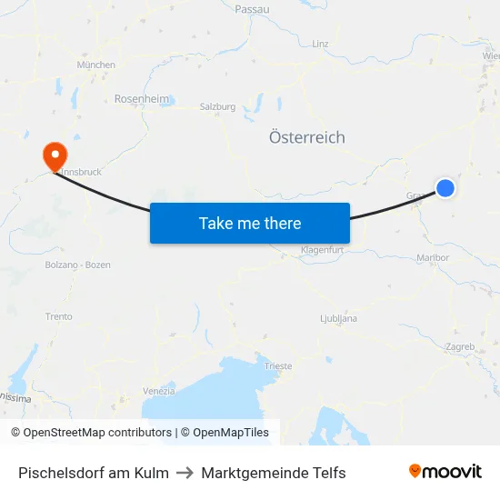 Pischelsdorf am Kulm to Marktgemeinde Telfs map