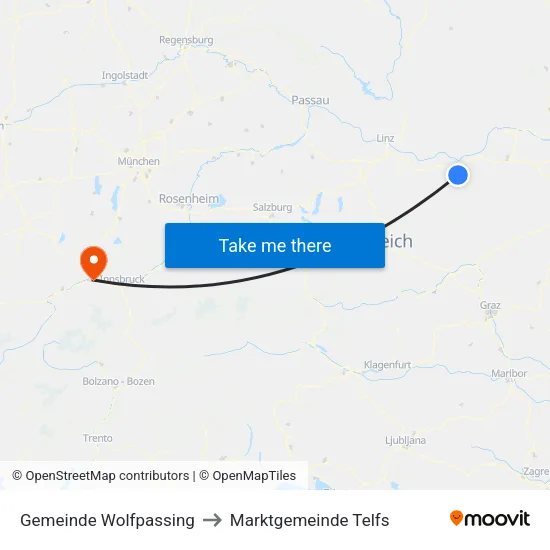 Gemeinde Wolfpassing to Marktgemeinde Telfs map