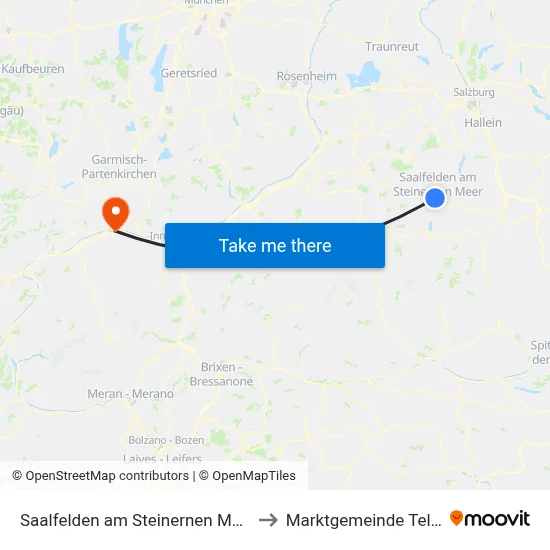 Saalfelden am Steinernen Meer to Marktgemeinde Telfs map