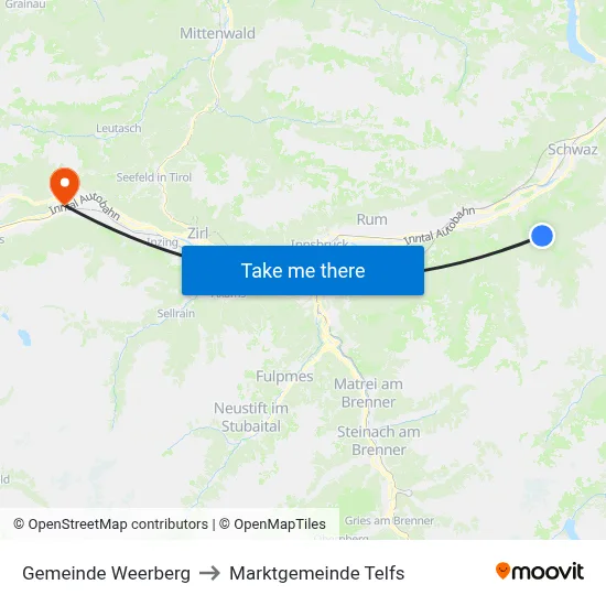 Gemeinde Weerberg to Marktgemeinde Telfs map