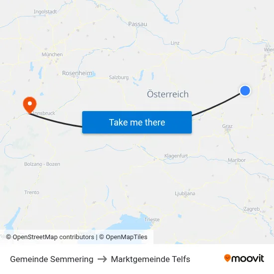 Gemeinde Semmering to Marktgemeinde Telfs map