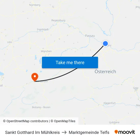 Sankt Gotthard Im Mühlkreis to Marktgemeinde Telfs map
