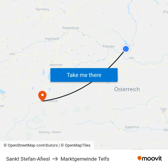 Sankt Stefan-Afiesl to Marktgemeinde Telfs map