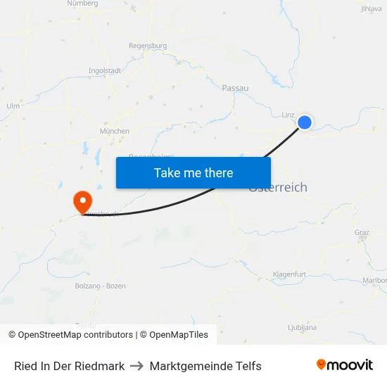 Ried In Der Riedmark to Marktgemeinde Telfs map