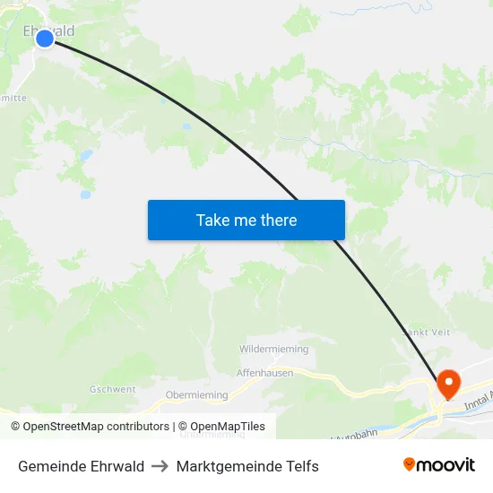 Gemeinde Ehrwald to Marktgemeinde Telfs map