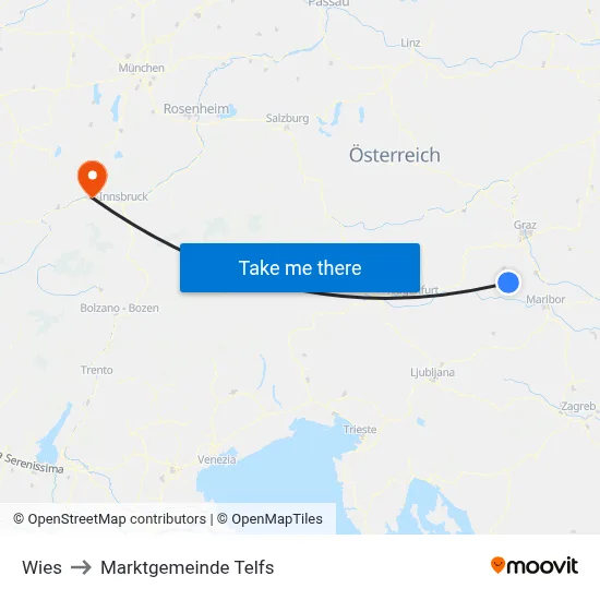 Wies to Marktgemeinde Telfs map
