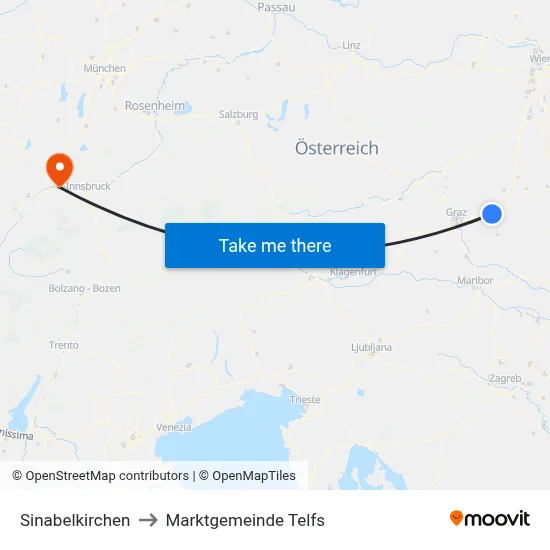 Sinabelkirchen to Marktgemeinde Telfs map