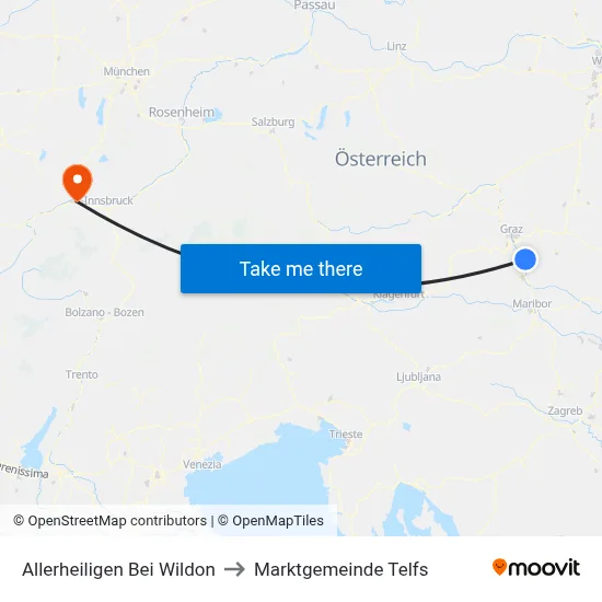 Allerheiligen Bei Wildon to Marktgemeinde Telfs map