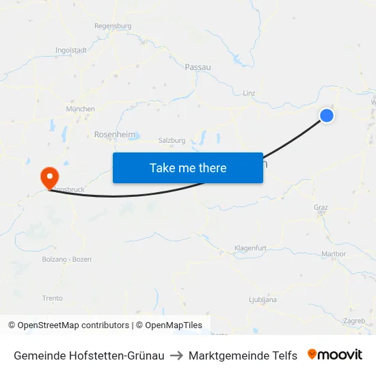 Gemeinde Hofstetten-Grünau to Marktgemeinde Telfs map