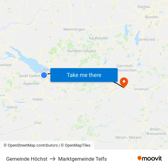 Gemeinde Höchst to Marktgemeinde Telfs map
