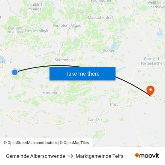 Gemeinde Alberschwende to Marktgemeinde Telfs map