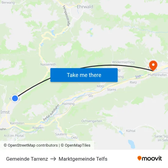 Gemeinde Tarrenz to Marktgemeinde Telfs map