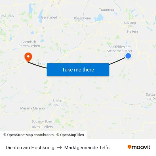 Dienten am Hochkönig to Marktgemeinde Telfs map