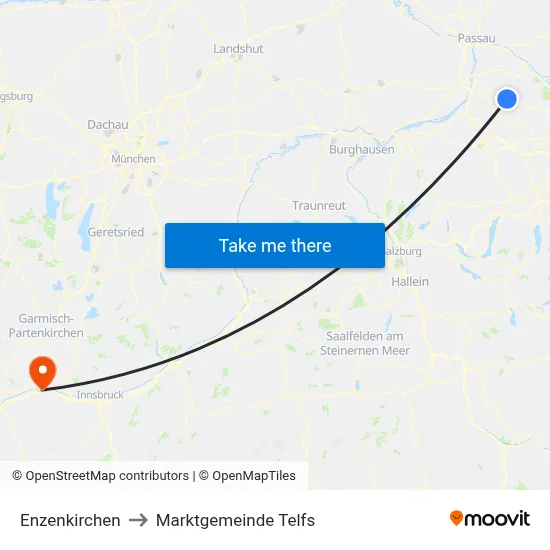 Enzenkirchen to Marktgemeinde Telfs map