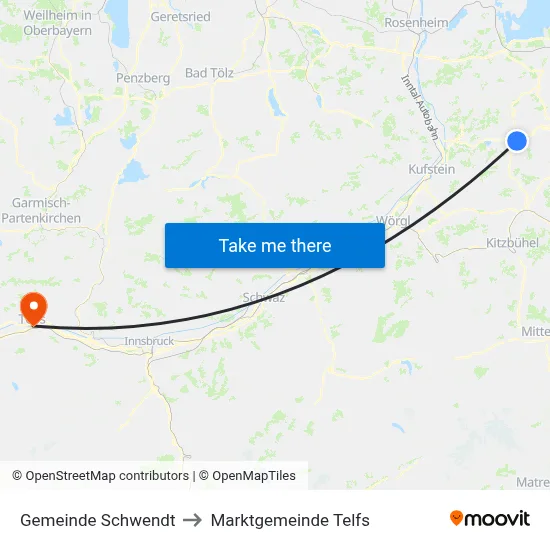 Gemeinde Schwendt to Marktgemeinde Telfs map