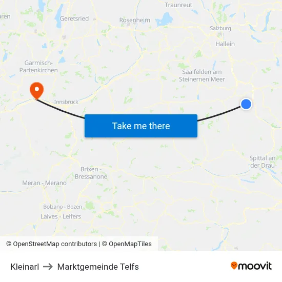 Kleinarl to Marktgemeinde Telfs map