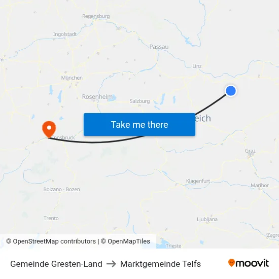 Gemeinde Gresten-Land to Marktgemeinde Telfs map